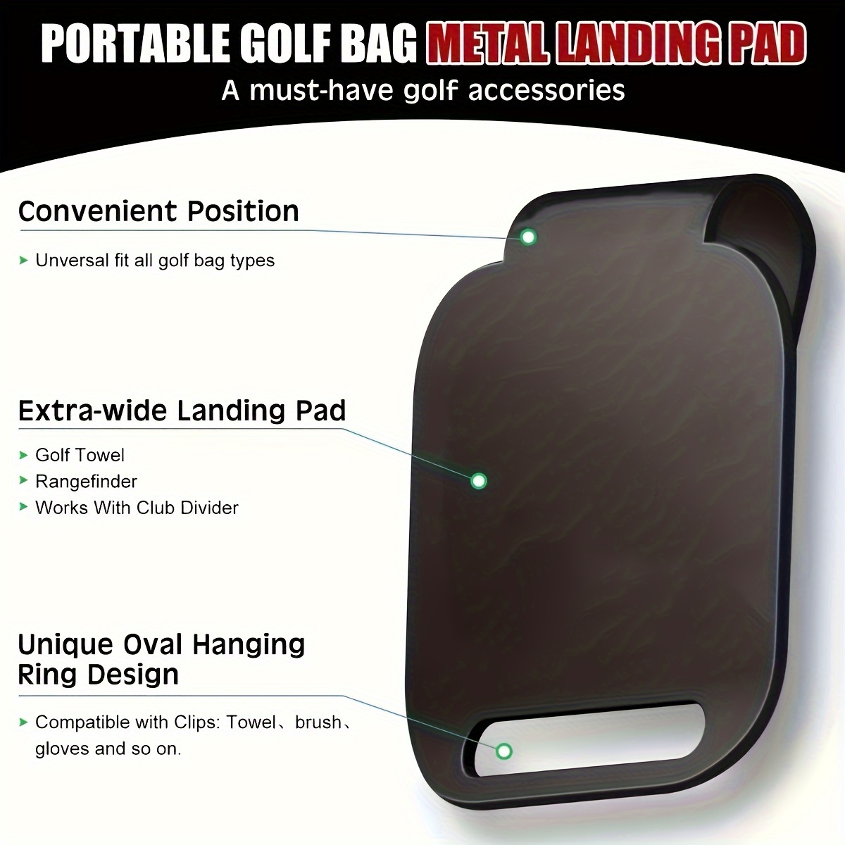 Golf Equipment Holder - Magnetic Golf Bag Landing Pad（9*8cm）for Magnetic