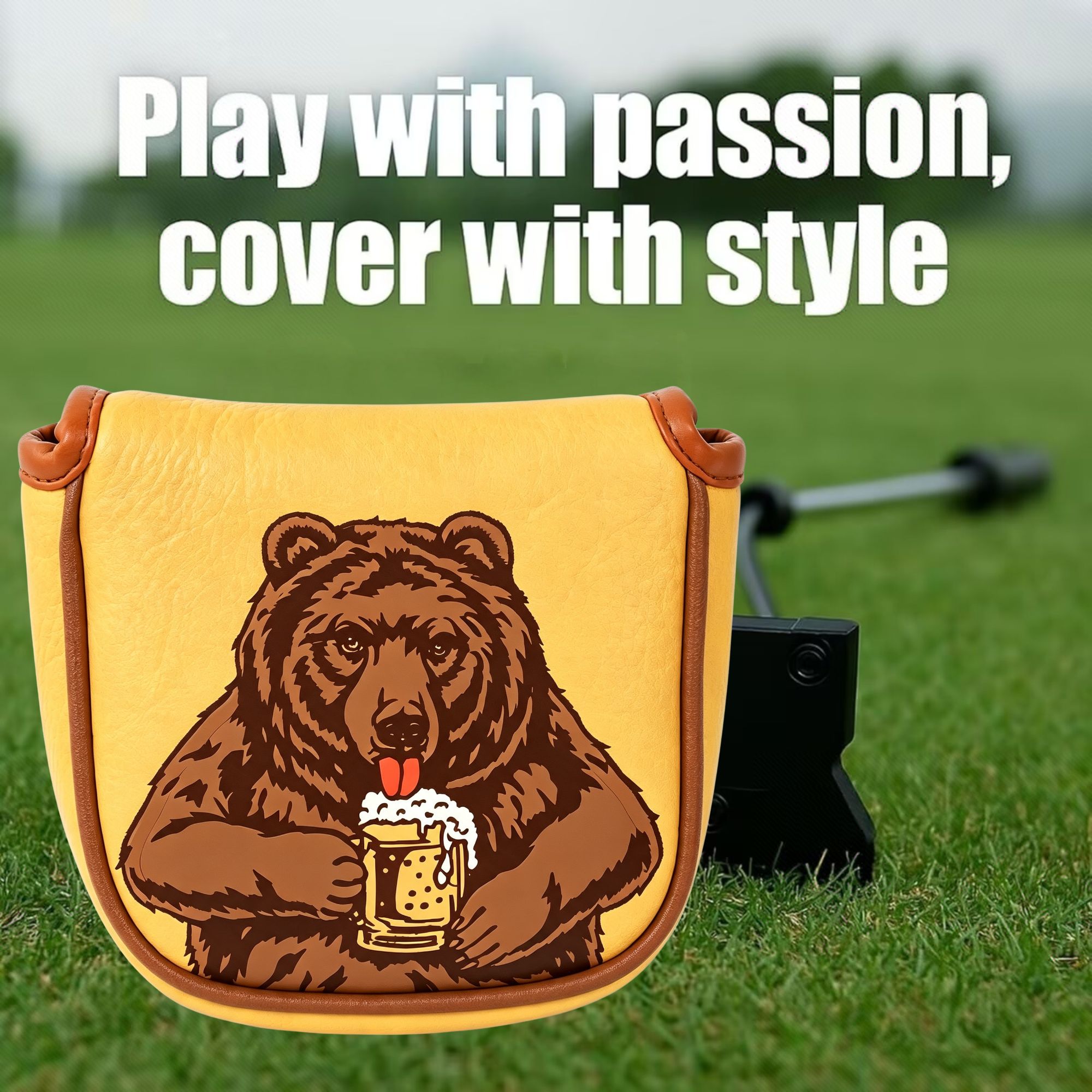 Skull Embroidered Golf Mallet  - Headcover Driver ulasan dan harga