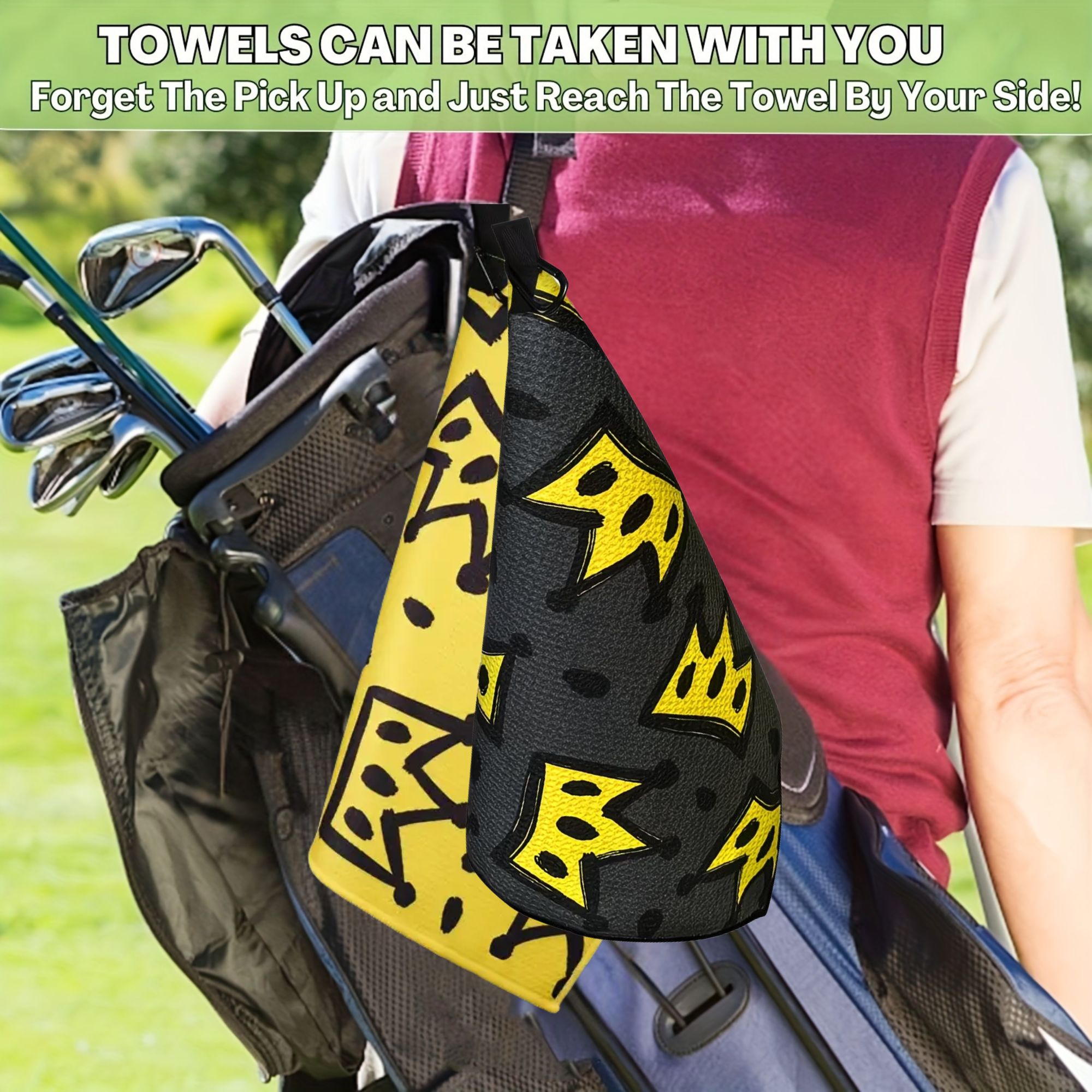 2pcs King Crown Large Golf Tow - Golf Towel Waffle ulasan dan harga
